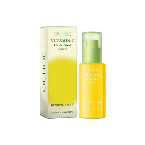 OUHOE Vitamin C Dark Spot Serum with green tangerine, designed for skin care, 30ml size.