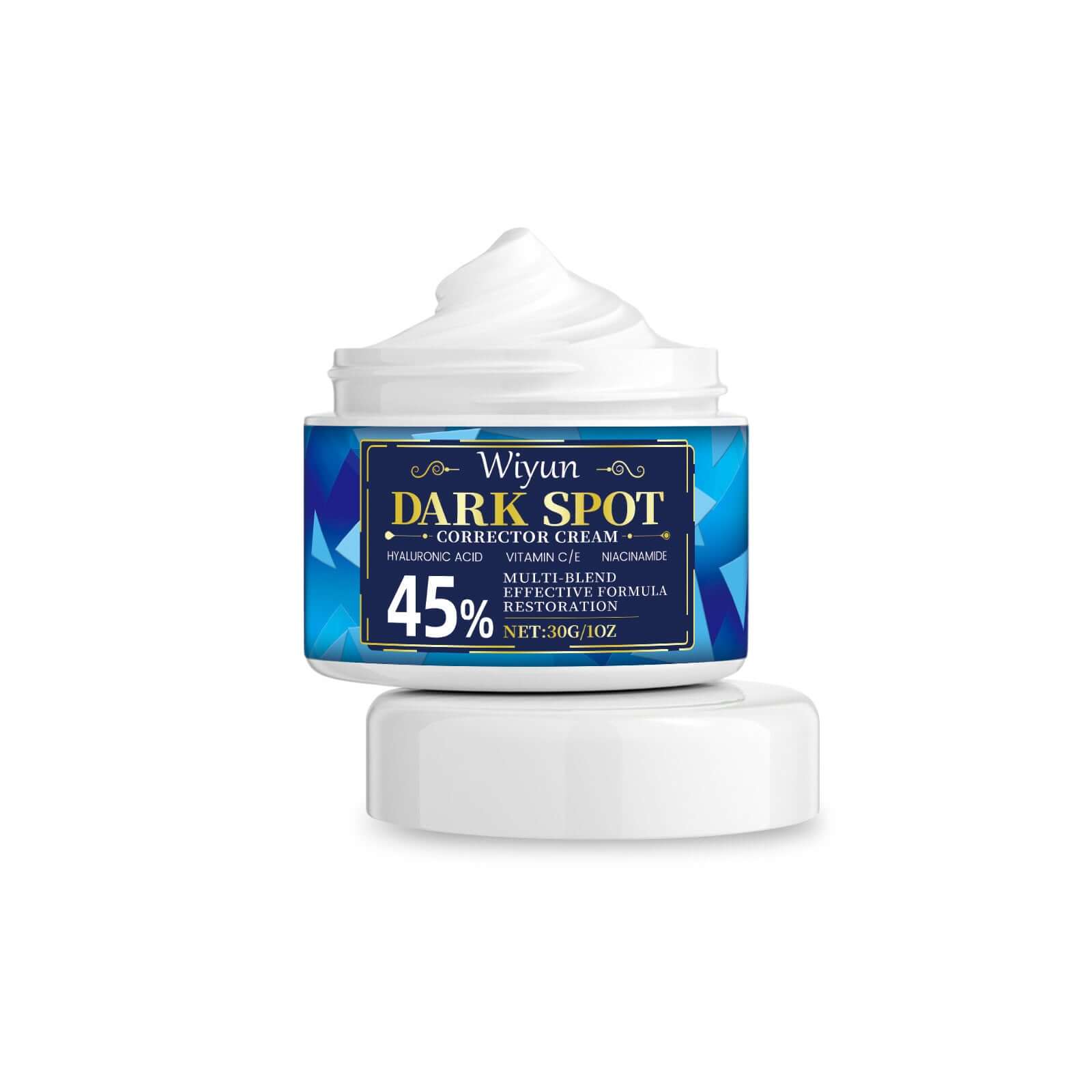 Wiyun Dark Spot Corrector Cream with hyaluronic acid and vitamin C for effective skin care restoration.