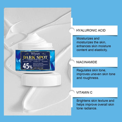 Dark Spot Corrector Cream benefits hyaluronic acid, niacinamide, and vitamin C for effective skin care.