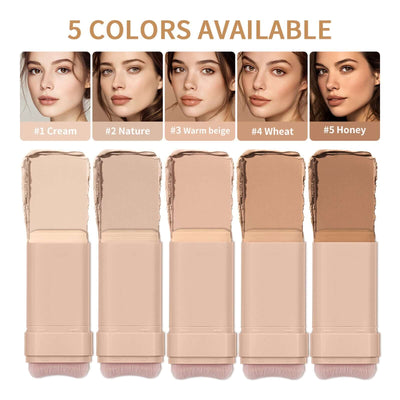 Eraser Stick Foundation Natural Nude Feel in five colors available: Cream, Nature, Warm Beige, Wheat, Honey.